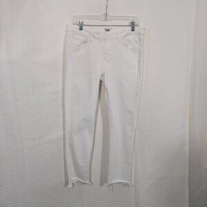 Paige Skyline Ankle Peg Jeans Crisp White Size 30 Raw Uneven Hem Premium Denim